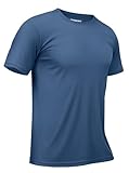 TACVASEN Herren UPF 50+ UV Schutz Shirts Laufshirt Schnelltrocknende Sport Tshirt Kurzarm Funktionsshirt, Indigo, M