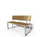 ALEOS. Designer Gartenbank 2-Sitzer Bank 140 cm ohne Armlehnen - Hochwertiger Materialmix Edelstahl & Teakholz A-Grade, sehr robust Outdoor Terrasse & Garten, Gastroqualität