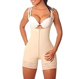 Generisch Shapewear-Bodysuit für Frauen, Bauchkontrolle, Fajas Colombianas, Taillentrainer, Kolbenheber, Oberschenkel, schlanker, Ganzkörperformer Bauch Mieder (Beige, L)