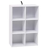 WOLTU Bücherregal 6 Fächer, Würfelregal Weiß, Standregal aus Holzwerkstoff, Aufbewahrungsregal Büroregal Aktenregal, 59,6x89x29 cm (BxHxT), SK002ws3