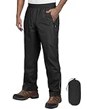 Outdoor Ventures Herren Regenhose Fahrrad Wasserdicht Atmungsaktiv Überziehhose Winddicht Outdoorhose Wanderhose Winddicht Leichte Trekkinghose Packbar Schwarz M/30 Schrittlänge