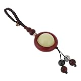 Homoyoyo Vintage Handyanhänger aus Sandelholz mit Nachtleuchtender Steinperle Vielseitiger Gourdschmuck Telefon Lanyard und Schlüsselanhänger für Wohlstand und Schutz