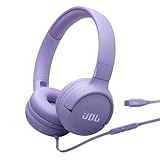 JBL Tune 520C, kabelgebundene On-Ear-Kopfhörer mit Mikrofon, Pure Bass Sound, EQ-Presets, USB-C-Anschluss, faltbares Design und kabelsalatfreies Kabel, Violett