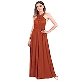 IMEKIS Elegantes Abendkleid für Damen, Multiway-Umwandelbares Bandagekleid, ärmellos, V-Ausschnitt, schulterfrei, Brautjungfer, Hochzeit, Cocktail, formelle Party, Maxikleid, coffee, X-Small