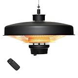 GOPLUS Deckenheizstrahler, Infrarotstrahler Terrasse mit Elektroheizung 2000W, Elektrischer Heizstrahler mit Fernbedienung, Überhitzungsschutz, Terrassenstrahler für Garten, Balkon, Schwarz