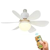 lifetter Deckenventilator mit Licht und Fernbedienung, 30w Deckenventilator Licht dimmbar mit 6 Flügeln, Timer, 3-Gang- DC-Motor, Leise Deckenventilator für Sommer & Winter (Weiß)