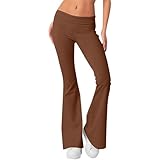 Regenhosen Damen Fahrrad Yogahose Yoga Leggings Flare Workout Gym Hose Kaschmir Leggins (Brown, XL)