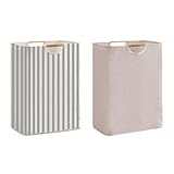 2 Stück Wäschekorb, 75L Groß Wäschesammler Aufbewahrungskorb Kinderzimmer mit Griffen, Faltbar Laundry Baskets Handtuchkorb Organizer für Schlafzimmer Badezimmer Wohnzimmer Wäschetonne 40x30x60cm -C