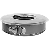 BAZEITFLOW Runde Springform mit Abnehmbarem Boden und Antihaftbeschichtung Backform mit Stabilem Verschluss und Frischhalte-deckel aus Sicherem Carbonstahl für Kuchen