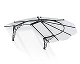 Palram Canopia by Vordach für Haustür Iris 1780 Pultvordach 175 x 125 cm Schwarz Sonnenschutz Haustürvordach inkl. Regenrinne