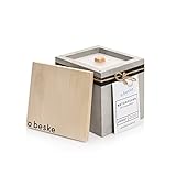 Beske-Manufaktur Design Betonfeuer, Outdoor Kerze mit Dauerdocht, 13x13x13cm, Gartenfackeln zum nachfüllen mit Kerzenwachs, Unendliche Brenndauer durch Upcycling von Wachsresten