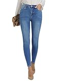 Roskiky Jeans Damen High Waist Mom Jeans Push Up Jeans Damen Po Jeans Stretch Damen Jeans Hellblau Damen Blau M