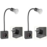 ledscom.de 2 Stück Steckdosenlampe LESCH Leselampe, chrom/schwarz inkl. GU10 LED Lampe 5,4W, 510lm, 45°, warmweiß