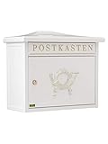BURG-WÄCHTER Klassischer Briefkasten ohne Zeitungsfach und Namensschild, Verzinkter Stahl, Einwurf-Format DIN C4, 2 Schlüssel, Sylt 1883 W, Weiß