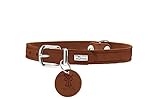 HUNTER AALBORG Hundehalsband, Leder, schlicht, robust, komfortabel, 42 (S), cognac