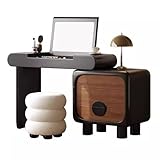 XUEBMA Minimalistischer Schminktisch Für Herren,Dunkles Walnussholz Versteckte Aufbewahrung Für Rasierutensilien Unsichtbares Spiegeldesign Ideals Fürs Büro(100cmx40cmx75cm)