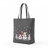 Delindo Lifestyle DIY Kreuzstich Stickpackung, Weihnachts-Schneemann Einkaufstasche, grau, 44x37 cm, vorgedruckter Stoff mit Stickgarn