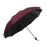 Snowflyk Regenschirm, 147 cm, groß, stabil, 3-Fach Sonnenschutz, Faltbarer Regenschirm, Reiseschirm, Outdoor-Regenschirm, Familie, tragbarer Regenschirm, Sonnen- und Regenschirme (rot)