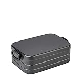 Mepal Brotdose Midi – Brotdose To Go - Lunchbox für 2 Sandwiches oder 4 Brotscheiben - Meal Prep Box - Brotdose Erwachsene - Essenbox mit Unterteilung - Nordic black