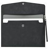 OFFCUP Dokumententasche A4 PU Leder mit Tragegriff Wasserdichte Document Case mit Taschen Erweiterung Dateiordner Dokumentenhalter Organizer für Papier Schreibwaren und Tablet-PC Hülle -Schwarz