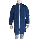 10 Stück Blaue Einwegkittel XXL OneProtek Schutzkittel mit Reißverschluss, medizinisch und industriell, Polypropylen Vlies, lebensmittelecht, bequem und strapazierfähig