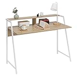 WOLTU® Schreibtisch TSG20hei Computertisch Bürotisch Arbeitstisch PC Laptop Tisch, mit Ablage, Gestell aus Stahl, 112x56x90cm(BxTxH), Holz, Eiche