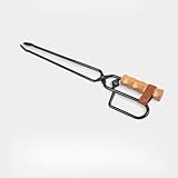 Holzgriff BBQ Holzkohleclip tragbare Feuertitel Ente abzielte Tong Camping Holzkohlezange für Grill im Freien und Camping Eisenholz PU Leder 47 cm