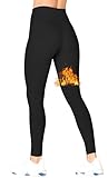 LYRIKER Thermoleggins Damen Gefüttert Thermo Sport Leggings mit Fleece Winter Laufhose Schwarz XS