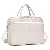 BAGZY Arbeitstasche Damen Leder Laptoptasche 14 Zoll 15,6 Zoll Groß Lehrertasche Damen Businesstasche Laptop Tasche Briefcases für Schul, Arbeits und Geschäftsreisen (Beige)