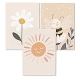 Kidsmood - Affirmationsposter für Kinderzimmer - Ermutigende bilder fürs Kinderzimmer Mädchen & Jungen – Babyzimmer Deko – Wandbilder Tiere für Kinderzimmer deko [Sonnenglück |21x30 cm ]