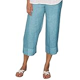 Leinenhose Damen Sommer Baumwolle Leinen Casual Einfarbig Leicht Loose Capri Hose Einfarbig Freizeithose Weich Bequeme Leicht Strandhose 7/8 Länge Sommerhose Stoffhose Jogginghose