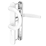 Schmalrahmengarnitur Schutzbeschlag Aluminium Schildgarnitur Wechselgarnitur 8 / 92mm (Bügel/Drücker, Weiß - RAL 9016)