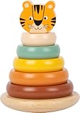 small foot Stapelturm Tiger 'Safari' moderndes 7-teiliges Steckspiel mit 5 farbigen Holzringen, ab 12 Monaten, 11706