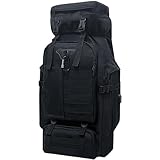 Lizbin 80L Camping Wanderrucksack, Militärischer taktischer Rucksack Molle Rucksack, extra großer Wanderrucksack, wasserabweisender Wander-Tagesrucksack, Outdoor-Sportrucksack (Schwarz)