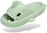 Unisex Hai Badelatschen Sommer Hausschuhe Badeschlappen rutschfeste Dusch Badeschuhe Strand Sandalen Damen Herren Cloud Shark Slides Slippers, Matcha, 38/39 EU