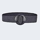 WUFANGBU Gürtel Frauen Gewebter Elastischer Breiter Gürtel Einfarbig Mit Passender Kunststoffschnalle 100Cmbis150Cmwist Pp1Black