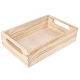 Creative Deco Große Holzkiste Obstkiste Korb | 29,5 x 19,5 x 6,5 cm (+/-1cm) | mit Griffen | ohne Deckel | Hölzernen Kasten Unlackiert Holzbox | Für Dokumente Wertsachen Spielzeuge Weihnachten