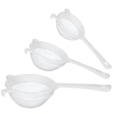 JJUNW 3 Stück Plastiksieb Nylon Sieb 40 Mesh, Küchensieb Kunststoff mit Griff, Haushaltssieb Küche Netzsieb zum Sieben Quinoa Gemüse Obst Tee Kaffee (8cm, 10cm, 12cm)