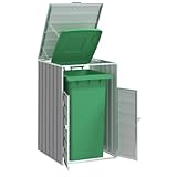 AJJHUUKI Mülltonnenaufbewahrung für Einzeltonne grau 72x81x115cm Stahl