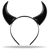 Hatstar Teufelshörner Haarreif schwarz | Vampir Teufelsohren Devil Ears für Kostüm Party | Kopfschmuck für Damen, Herren & Kinder | Haarschmuck zu Halloween, Fasching & Karneval