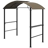 Outsunny 1,1 x 2,3m BBQ Grillpavillon mit Haken, Grillüberdachung Wetterfester Gartenpavillon mit Polyesterdach, 2 Seitenablagen, für Grills bis 100 cm, Stahl, Khaki