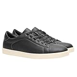 BXCZEDW Modische Herren-Sneaker, Retro-Sneaker, Low-Top, Skateboard-Schuhe, Herren-Sneaker, Business-Freizeitschuhe, poliertes Leder (mattschwarz, Größe 46)