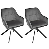 Goeurvant Esszimmerstühle drehbar 2er Set Grau Armlehnenstuhl Polsterstuhl drehstuhl Esszimmer drehstühle aus Samt Küchenstuhl mit Metallbeine für Wohnzimmer Esszimmer