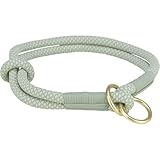 TRIXIE Soft Rope Zug-Stopp Halsband Größe L: Halsumfang 50 cm/13 mm in salbei - stufenlos verstellbares Hundehalsband aus gewebtem Tau für Hunde, einfacher Verschluss - 1984716