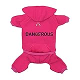 Izefia Hund Hoodie Hund Hoodies mit Taschenkleidung 4 Beine Jumpsuit Fleece Pullover Winter Sweatshirt Warme Baumwolle Hund Hoodie für Kleine Hund Mittlere Große Hund Katze Rosenrot M