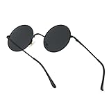 PARTY GO Sonnenbrille Herren & Damen UV400 Polarisiert Vintage Kleine Runde Lennon Brille, Schwarz