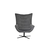 Sofa Zone Drehsessel Leder mit Armlehen - Eleganter Bürosessel mit Drehfunktion - Bequemer Schreibtischstuhl für Wohnzimmer & Home Office Aschegrau