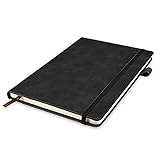 Uootach Notizbuch A5 liniert, PU Leder Hardcover-Tagebuch 200 Seiten 80G Dowling-Papier, Quadratisch mit Gummibandm, Geeignet als Tagebuch, Schreibbuch, Notizblock, Zeichnung, Projekt (Schwarz)