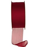 Halbach Seidenbänder Premium Chiffon Band | Breite: 50 mm Länge: 20 m | Vintage Deko Geschenkband Breit | Für Hochzeit oder Valentinstag Deko | Farbe: weinrot