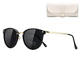 Cleoxyge Polarisierte Sonnenbrille Damen-Herren,Vintage Elegant Metallrahmen UV400-Schutz Outdoor Für Angeln Fahren Reisebrille Mode Sonnenbrille (Polarisierte Schwarz Lens)